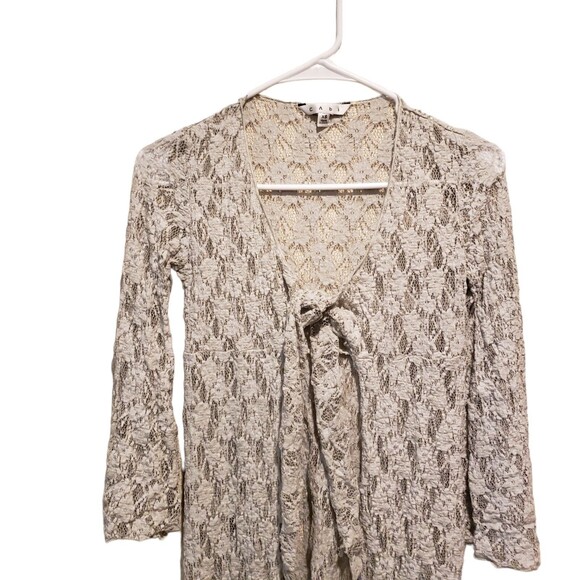 CAbi Womens Long Lace Duster Cardigan X- Small Style Tie Front Lightweight Gray - Picture 7 of 8